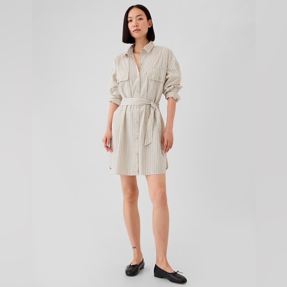 GAP Organic Cotton Striped Mini Shirt Dress size XS